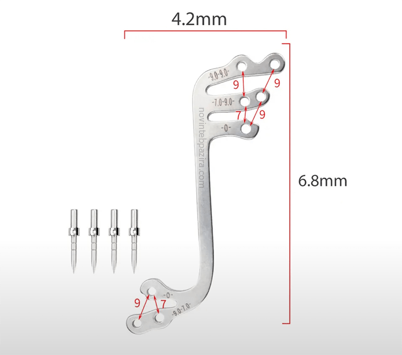 اندازه های راهنمای گیج دریل ایمپلنت